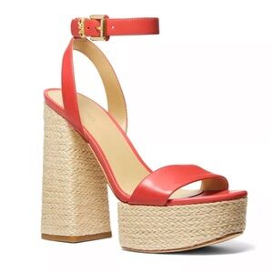 MICHAEL Michael Kors Women's Ashton Platform Sandals Spiced Coral Size 6